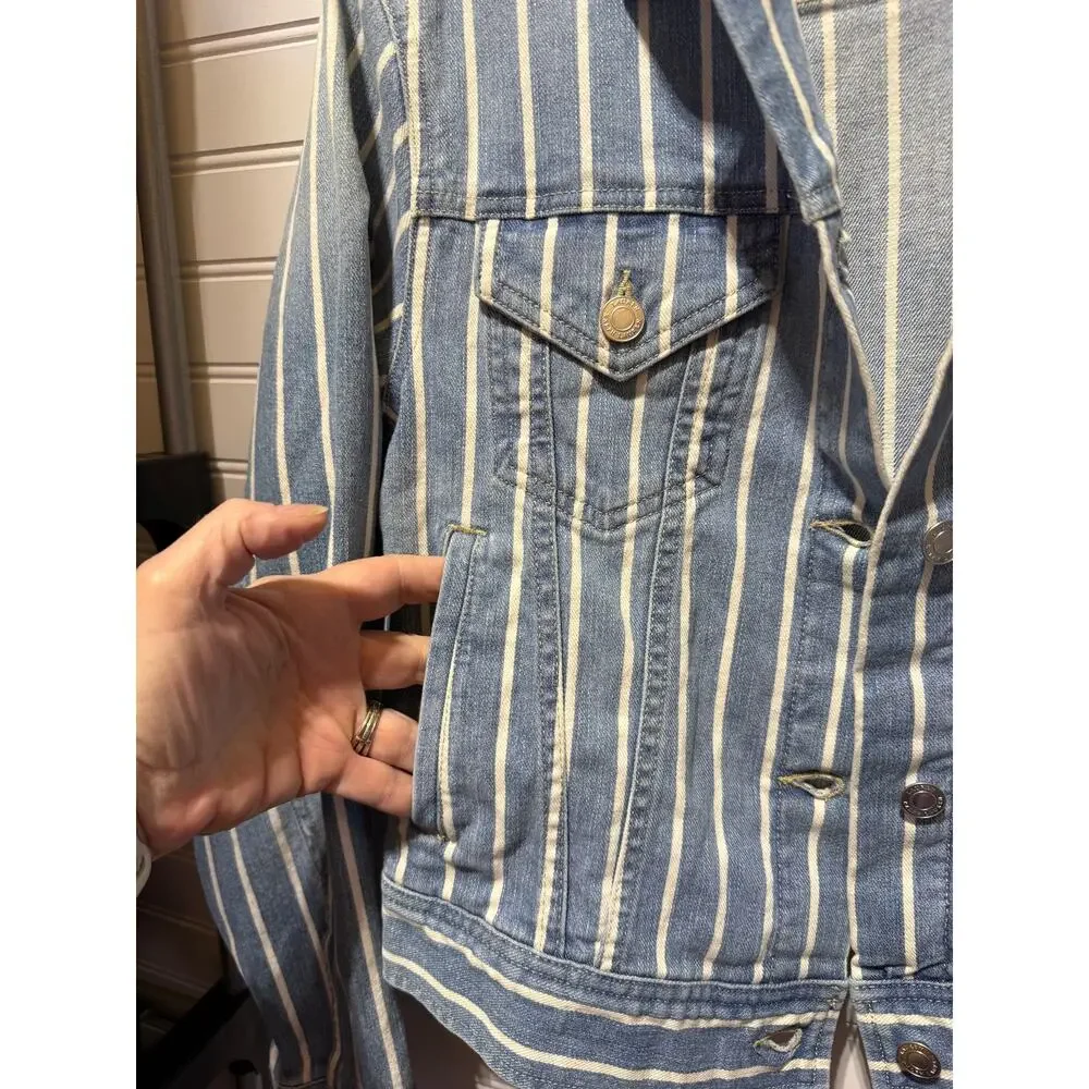 Lauren Ralph Lauren Denim Railroad Stripe Trucker Jacket Size S